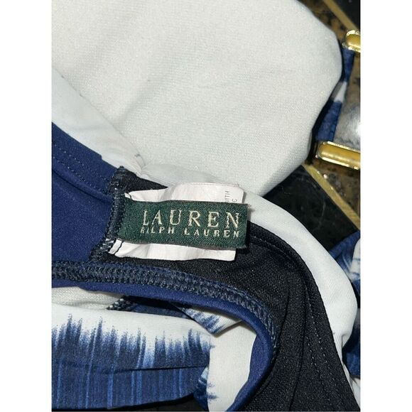Lauren Ralph Lauren Blue and White Watercolor Bikini Size 8 - Picture 3 of 3